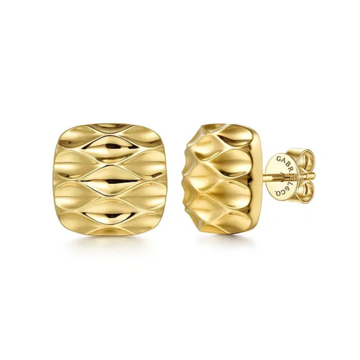 Buy More, Save More On Stunning Jewelry Pieces 14K Y Gold 14mm Textured Square Earrings