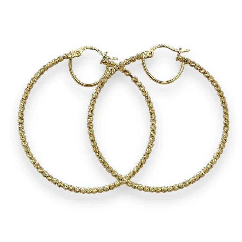 Your Perfect Accessory Now At The Best Price 14K Y Gold 47mm Dia Cut Beaded Hoop Earrings