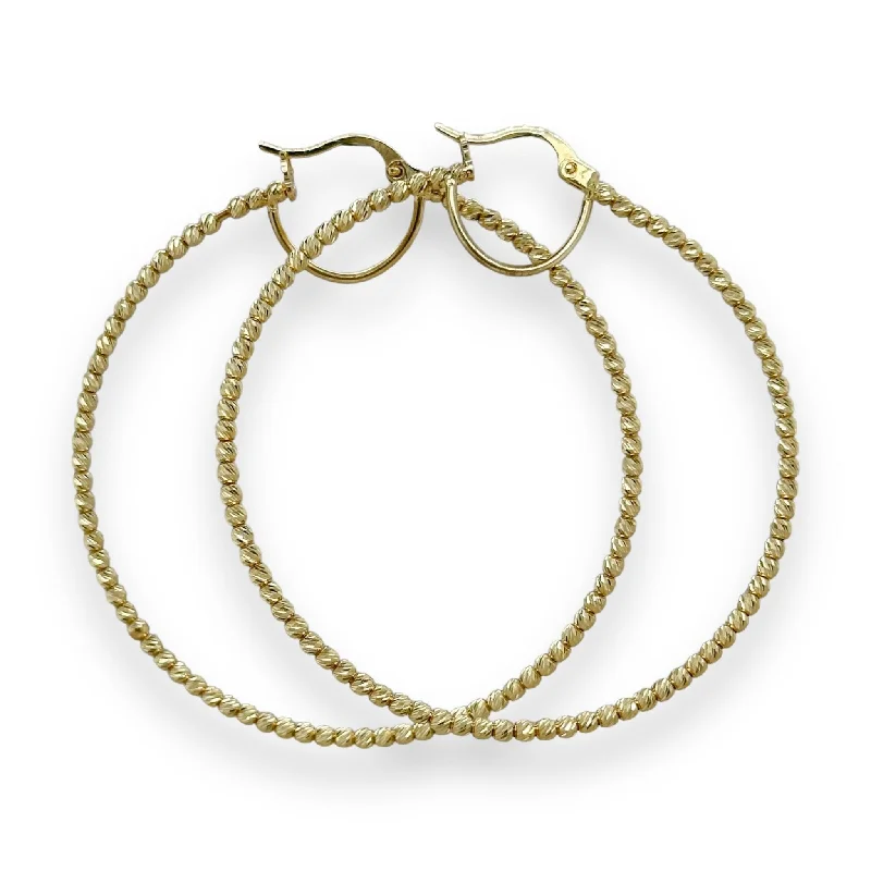 Limited-Stock Jewelry Sale – Shop Before It's Gone 14K Y Gold 55mm Dia Cut Beaded Hoop Earrings