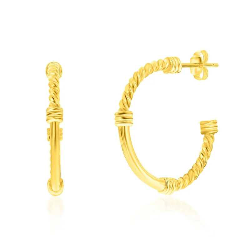 Get The Jewelry You Love At A Price You Love YGP Sterling 24mm Rope & Polished Half Hoop Earrings