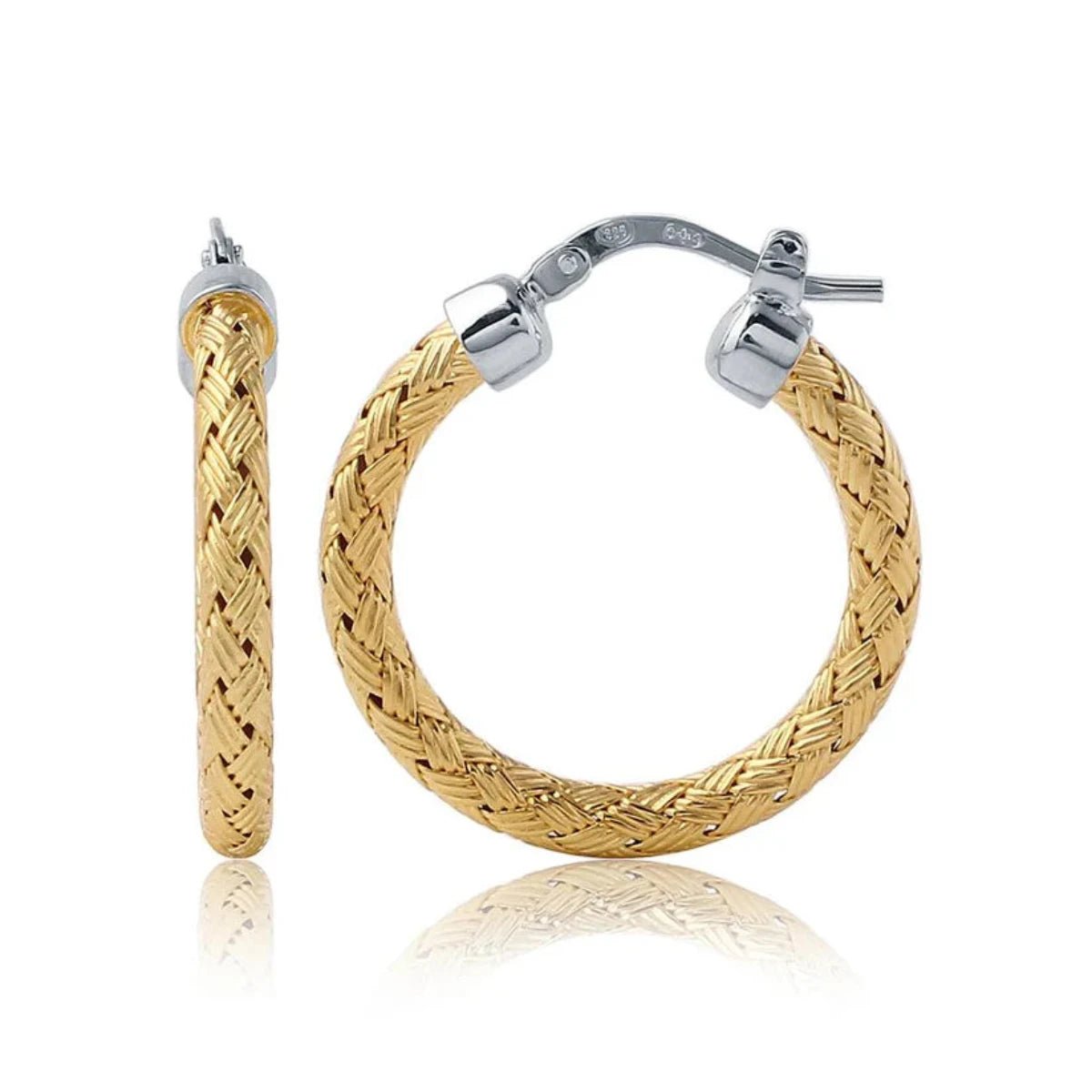 Premium Diamond Jewelry For Unforgettable Moments YGP Sterling 25MM Round Mesh Hoop Earrings