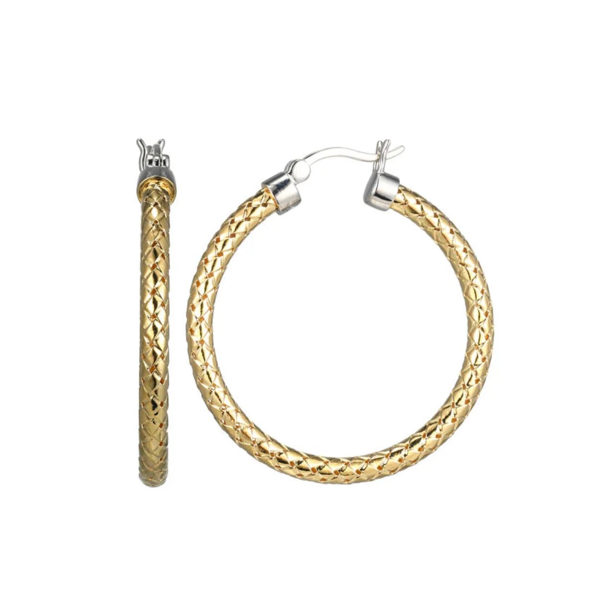 Affordable Glamour – Premium Jewelry At Special Prices YGP Sterling 35MM/3MM Mesh Hoop Earring