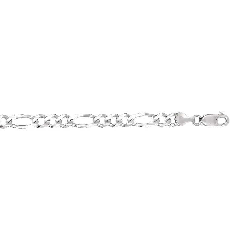 Chic And Stylish Jewelry At Exclusive Prices 14kt 20 inches White Gold 6.0mm Diamond Cut Alternate 3+1 Classic Figaro Chain with Lobster Clasp