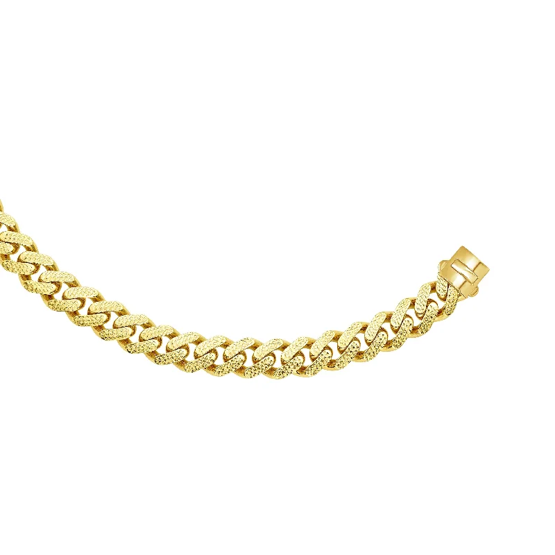 Shop Stylish Jewelry Now And Save Big 14kt Gold 24 inches Yellow Finish 13.5mm Yellow Pave Curb Link Chain with Box with Both Side Push Clasp
