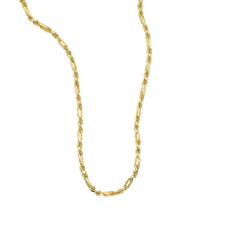 Shop Stylish Jewelry Now And Save Big 14kt Gold 26 inches Yellow Finish 6.5mm Diamond Cut Figarope Chain with Lobster Clasp