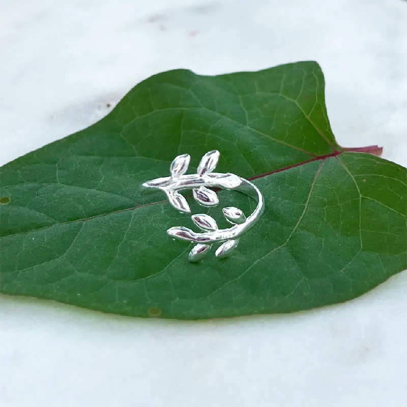 Your Dream Jewelry At Dream Prices A New Leaf Adjustable Ring- Sterling Silver, Indonesia