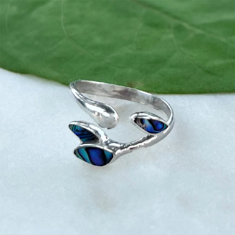 Big Discounts On Elegant Jewelry Collections Abalone Leaf Adjustable Ring- Sterling Silver, Indonesia