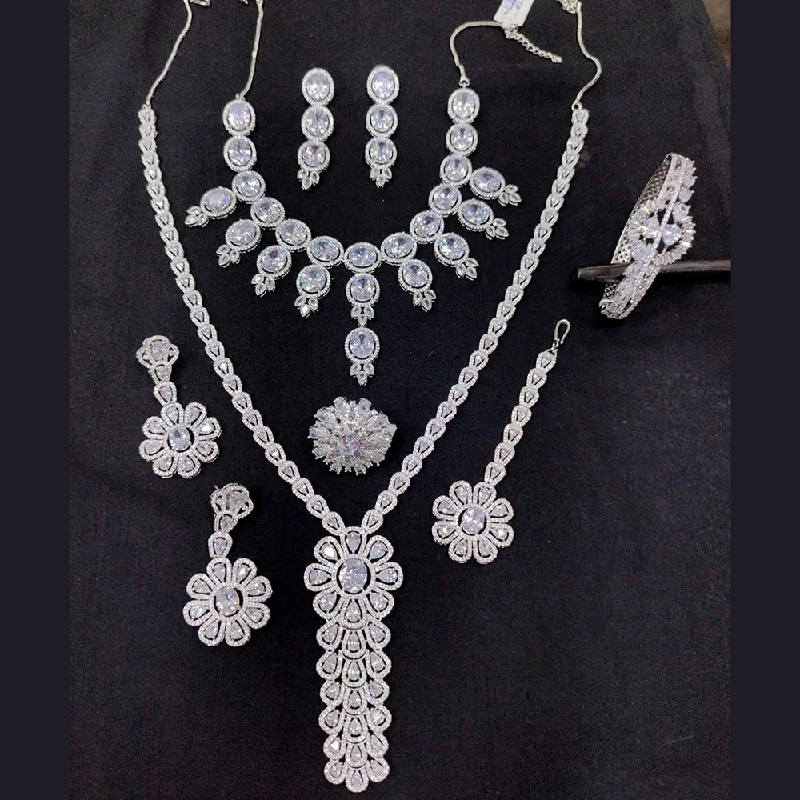 Limited-Stock Jewelry Sale – Once It's Gone, It's Gone Kavita Art Silver Plated AD Combo Set
