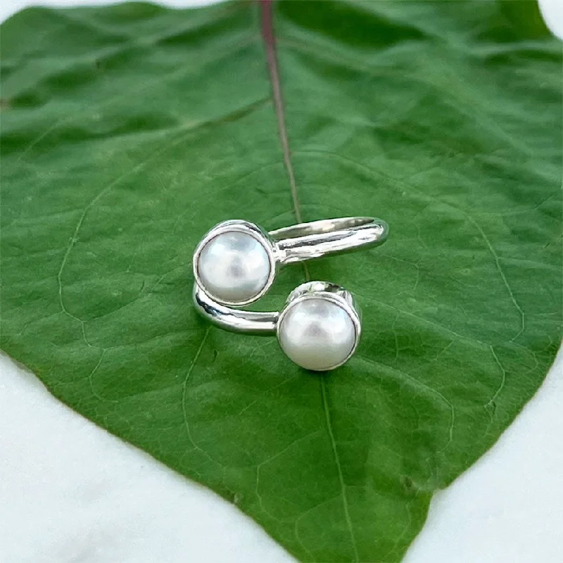 Timeless Beauty, Unbeatable Deals – Jewelry Sale On Pearls of Wisdom Adjustable Ring - Sterling Silver, Indonesia