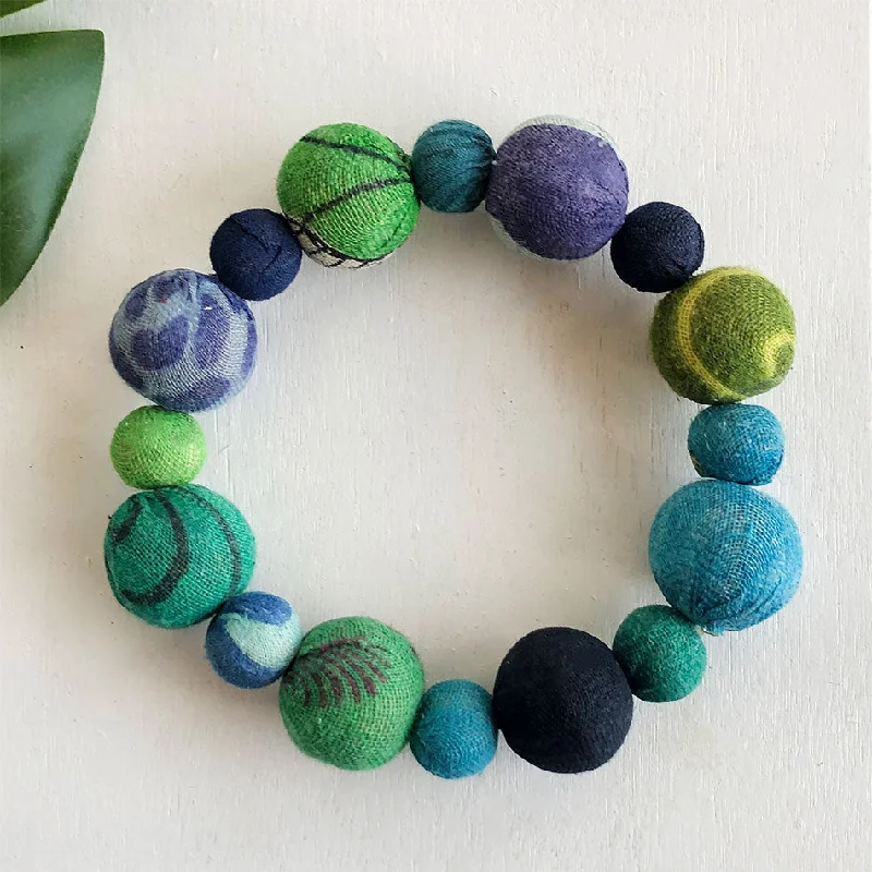 Fashion-Forward Jewelry At Incredible Prices Sari Fabric Water Lilies Bracelet, India