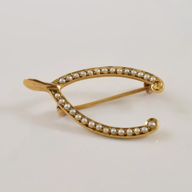 Make Your Outfit Shine With Discounted Jewelry Wishbone Seed Pearl Brooch | 0.50ctw |